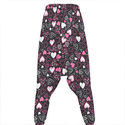 Cute Girly Heart Pattern Print Hammer Pants