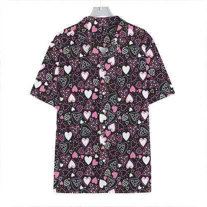 Cute Girly Heart Pattern Print Hawaiian Shirt