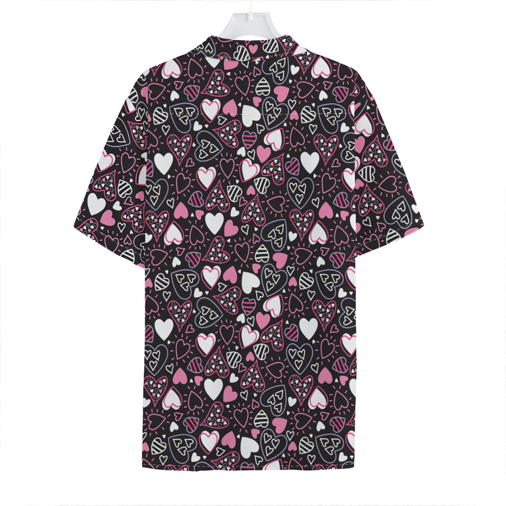 Cute Girly Heart Pattern Print Hawaiian Shirt