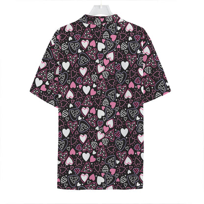 Cute Girly Heart Pattern Print Hawaiian Shirt