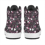 Cute Girly Heart Pattern Print High Top Leather Sneakers