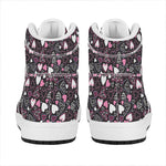 Cute Girly Heart Pattern Print High Top Leather Sneakers