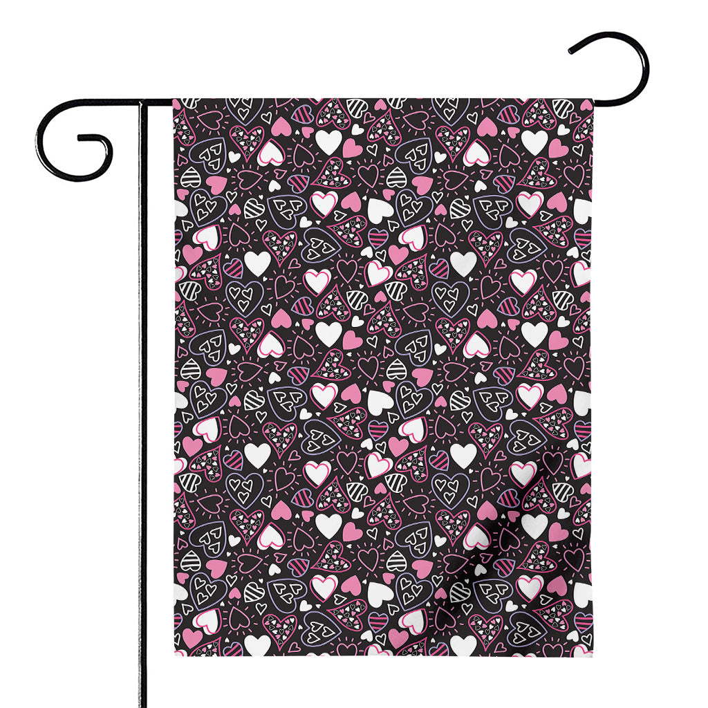 Cute Girly Heart Pattern Print House Flag