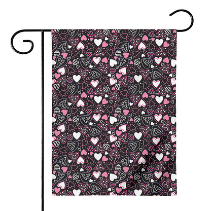 Cute Girly Heart Pattern Print House Flag