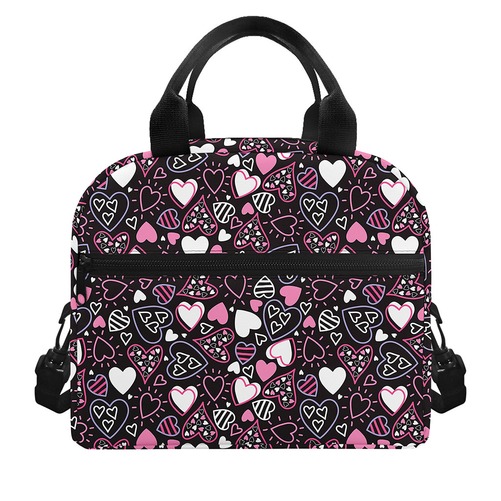 Cute Girly Heart Pattern Print Insulated Lunch Bag