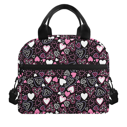 Cute Girly Heart Pattern Print Insulated Lunch Bag