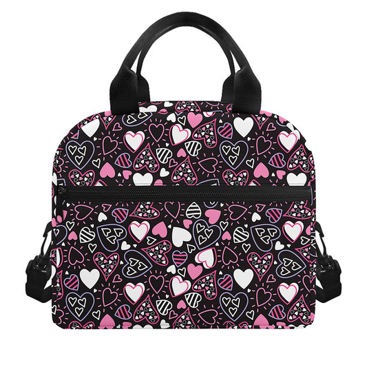 Cute Girly Heart Pattern Print Insulated Lunch Bag