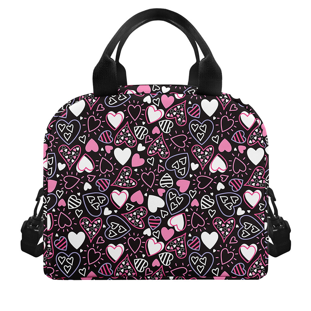 Cute Girly Heart Pattern Print Insulated Lunch Bag
