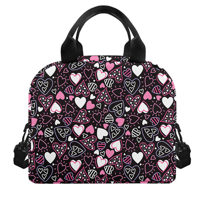 Cute Girly Heart Pattern Print Insulated Lunch Bag