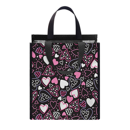 Cute Girly Heart Pattern Print Insulated Lunch Tote
