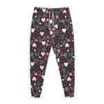 Cute Girly Heart Pattern Print Jogger Pants