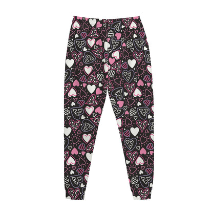 Cute Girly Heart Pattern Print Jogger Pants