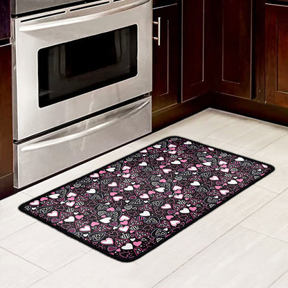 Cute Girly Heart Pattern Print Kitchen Mat