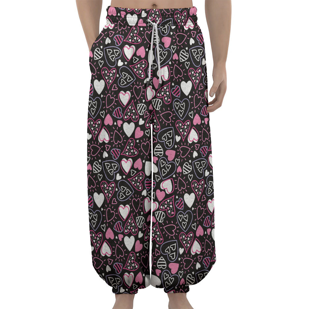 Cute Girly Heart Pattern Print Lantern Pants