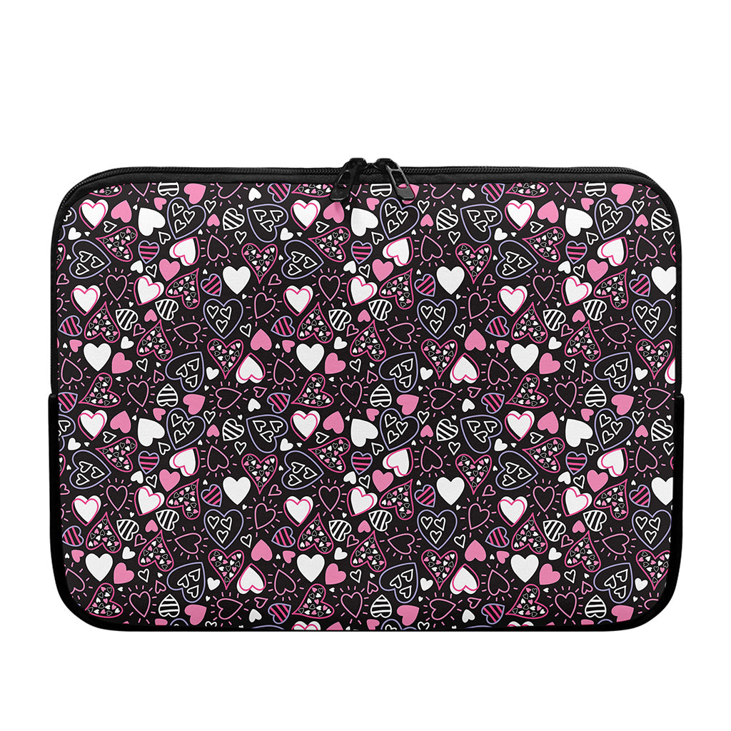 Cute Girly Heart Pattern Print Laptop Sleeve