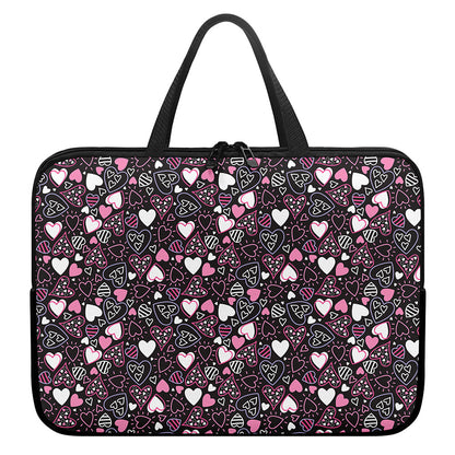 Cute Girly Heart Pattern Print Laptop Sleeve With Handle