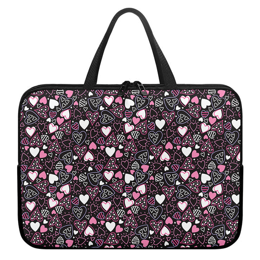 Cute Girly Heart Pattern Print Laptop Sleeve With Handle