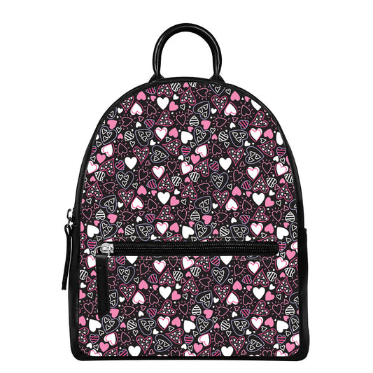 Cute Girly Heart Pattern Print Leather Backpack
