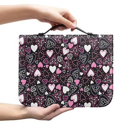 Cute Girly Heart Pattern Print Leather Bible Cover