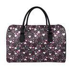 Cute Girly Heart Pattern Print Leather Duffle Bag
