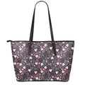 Cute Girly Heart Pattern Print Leather Tote Bag With Zipper