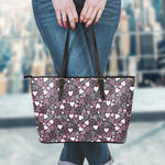 Cute Girly Heart Pattern Print Leather Tote Bag