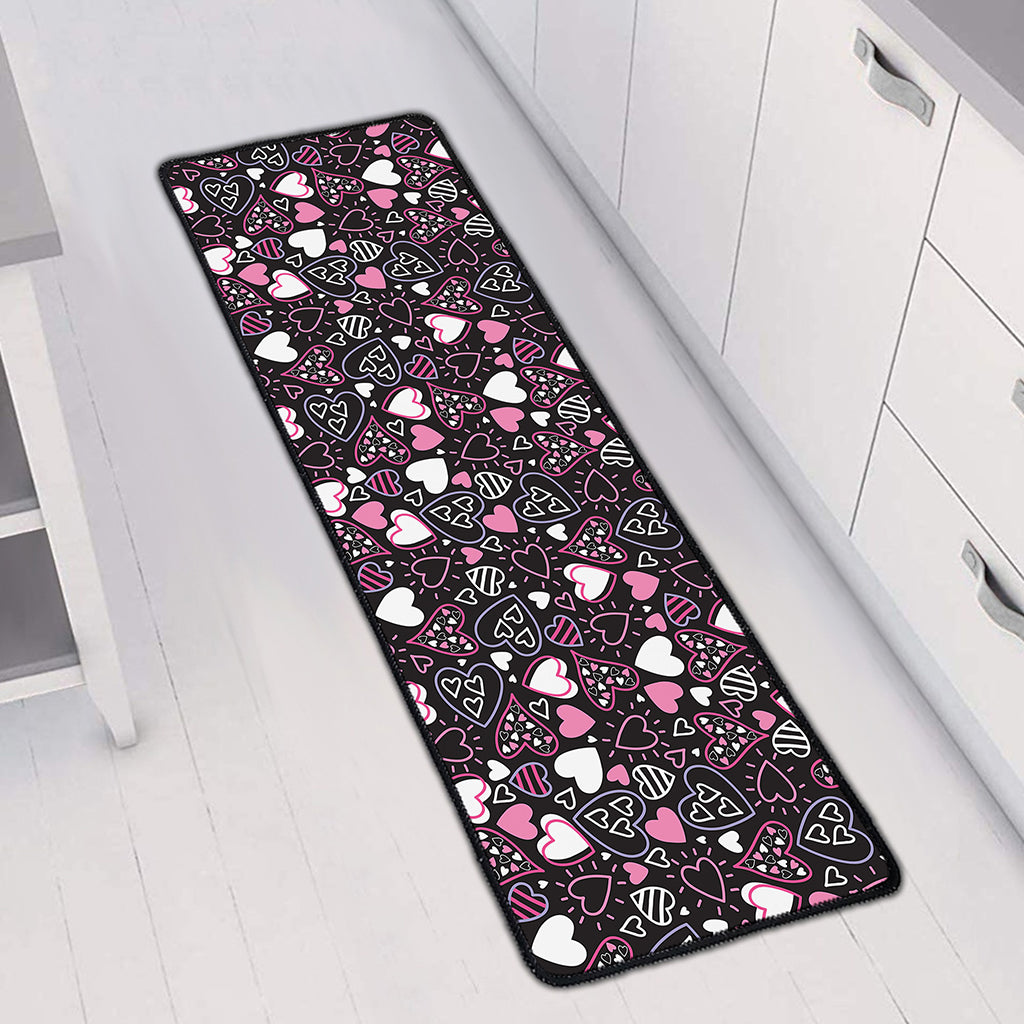 Cute Girly Heart Pattern Print Long Kitchen Mat