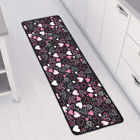 Cute Girly Heart Pattern Print Long Kitchen Mat
