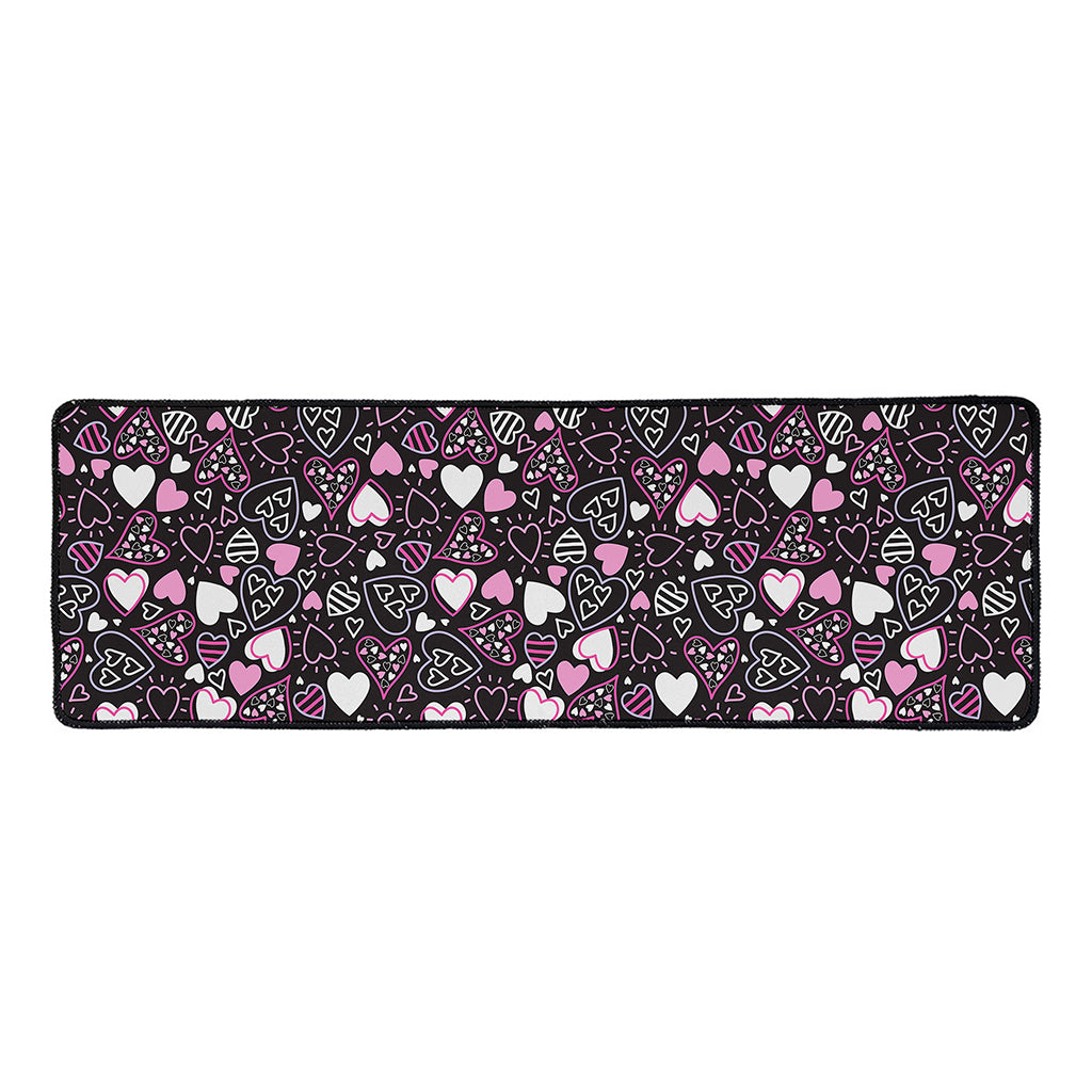 Cute Girly Heart Pattern Print Long Kitchen Mat