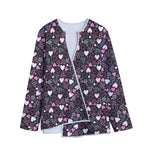 Cute Girly Heart Pattern Print Long Sleeve Short Coat