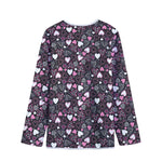 Cute Girly Heart Pattern Print Long Sleeve Short Coat