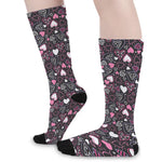Cute Girly Heart Pattern Print Long Socks