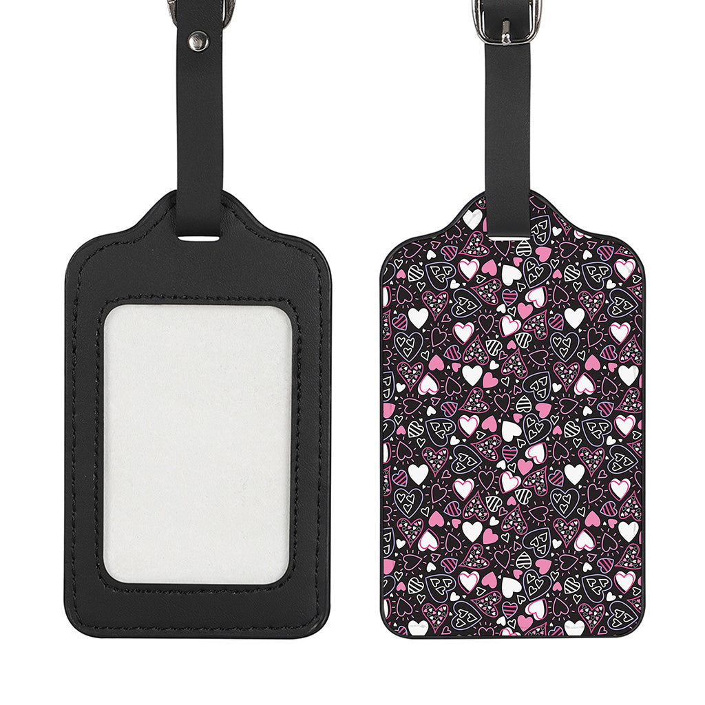 Cute Girly Heart Pattern Print Luggage Tag