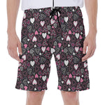 Cute Girly Heart Pattern Print Men's Beach Shorts
