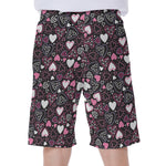 Cute Girly Heart Pattern Print Men's Beach Shorts