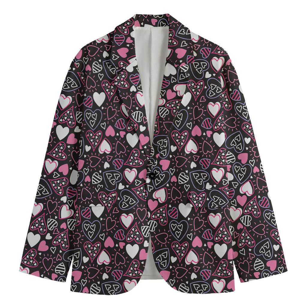 Cute Girly Heart Pattern Print Men's Blazer