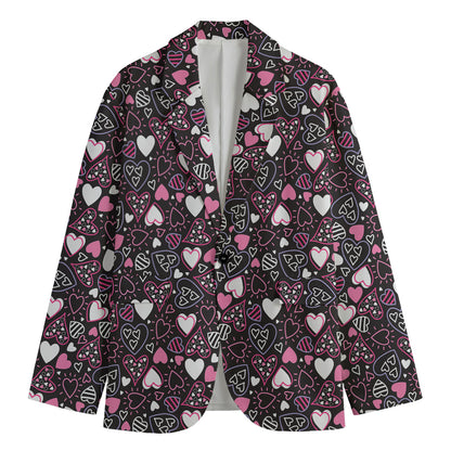 Cute Girly Heart Pattern Print Men's Blazer