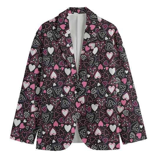 Cute Girly Heart Pattern Print Men's Blazer