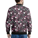 Cute Girly Heart Pattern Print Men's Bomber Jacket