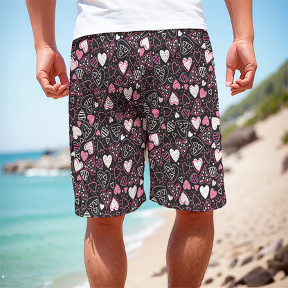 Cute Girly Heart Pattern Print Men's Cargo Shorts