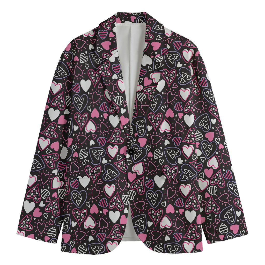 Cute Girly Heart Pattern Print Men's Cotton Blazer