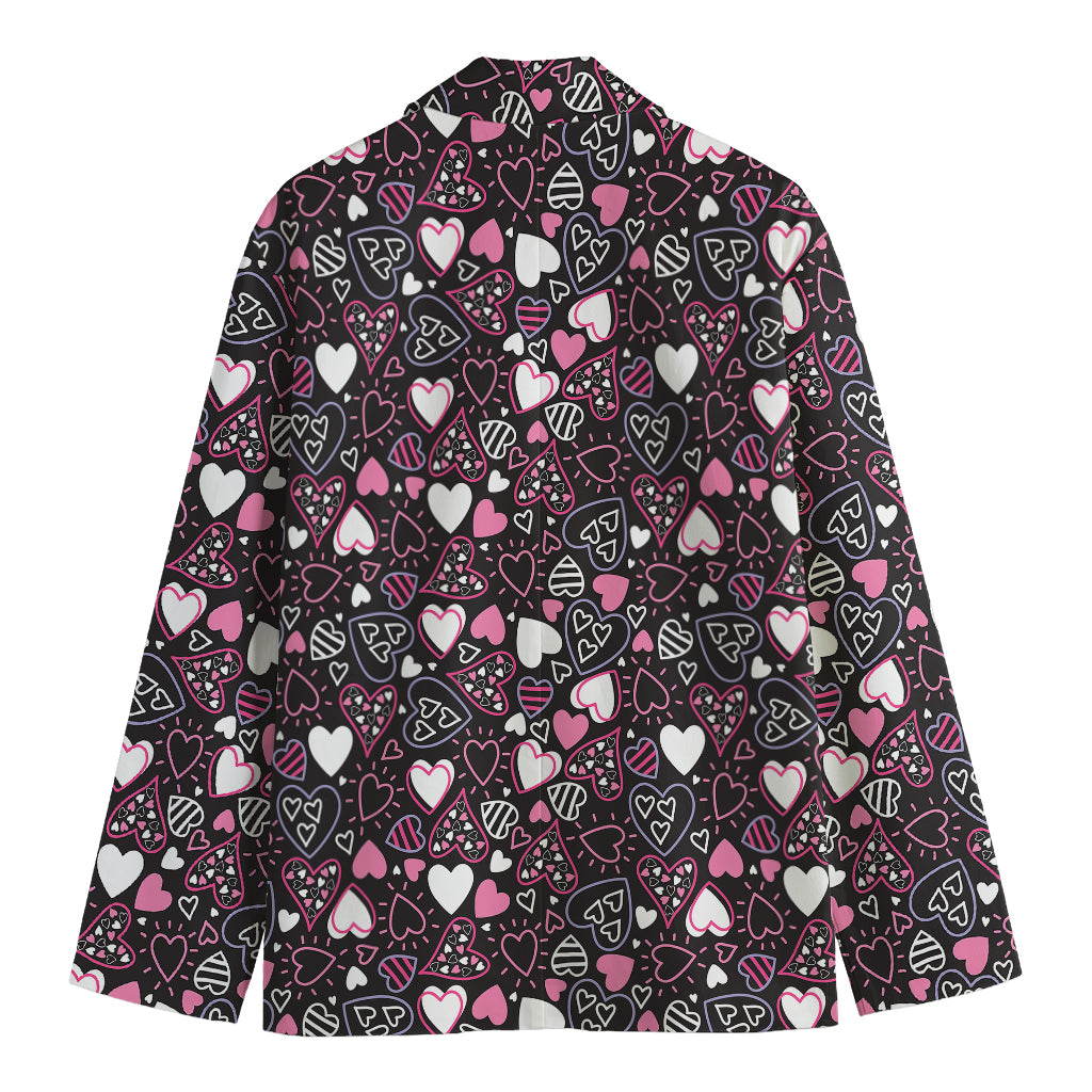 Cute Girly Heart Pattern Print Men's Cotton Blazer