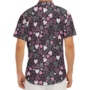 Cute Girly Heart Pattern Print Men's Deep V-Neck Shirt