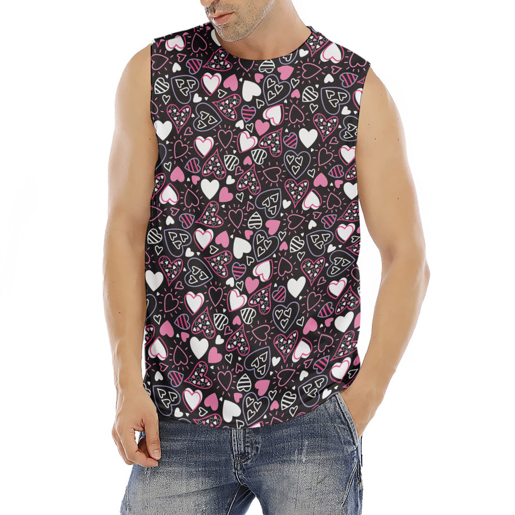 Cute Girly Heart Pattern Print Men's Fitness Tank Top