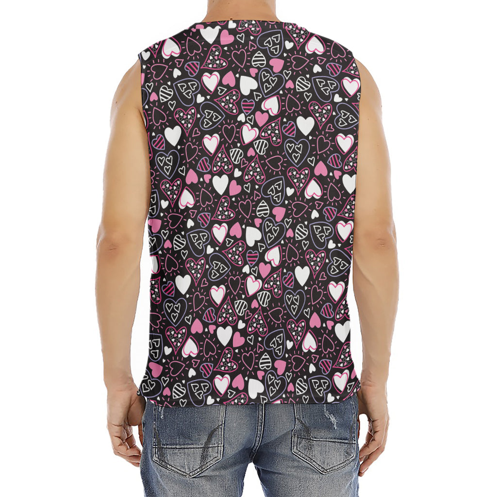 Cute Girly Heart Pattern Print Men's Fitness Tank Top