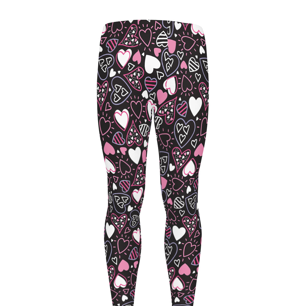 Cute Girly Heart Pattern Print Men's leggings