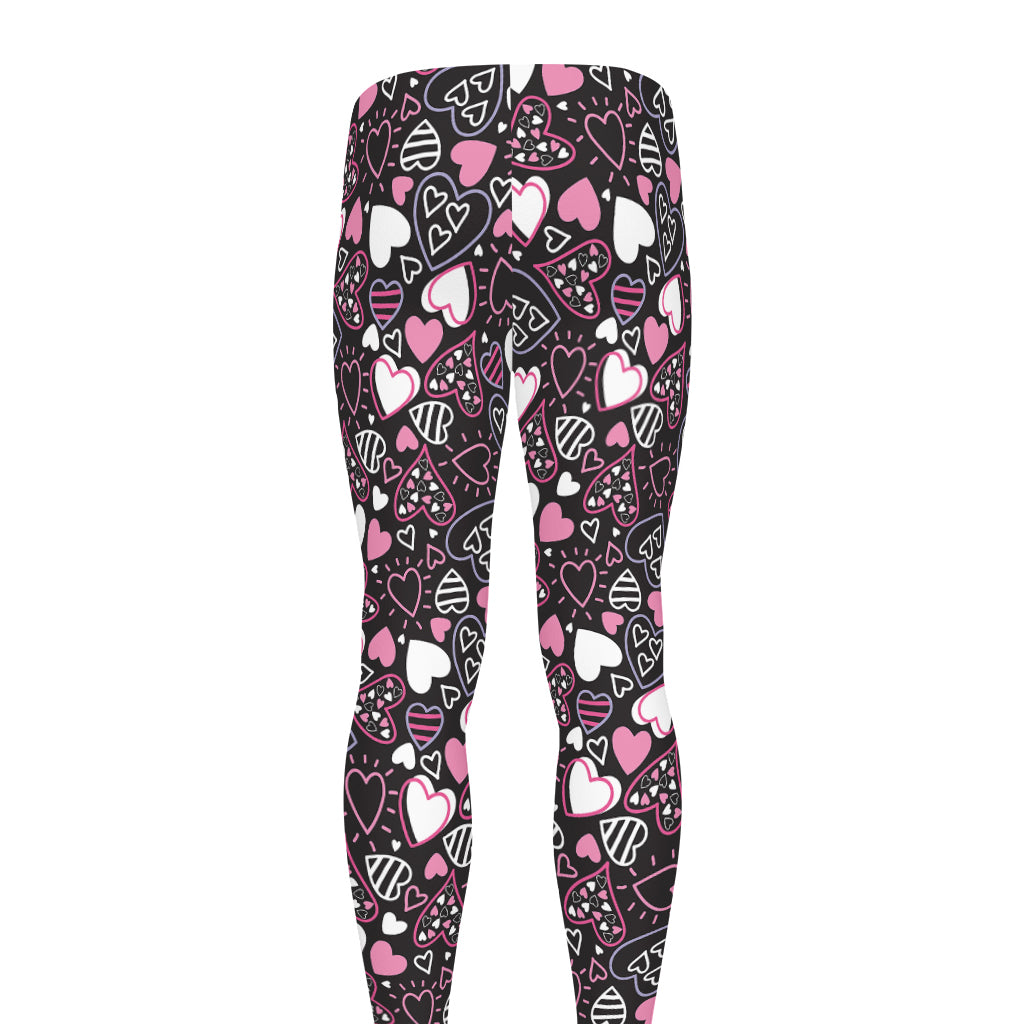 Cute Girly Heart Pattern Print Men's leggings