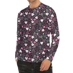 Cute Girly Heart Pattern Print Men's Long Sleeve Rash Guard