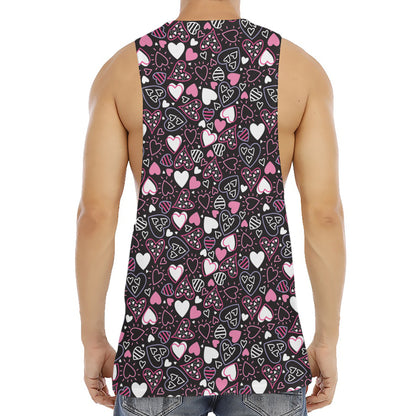 Cute Girly Heart Pattern Print Men's Muscle Tank Top
