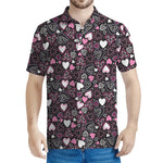 Cute Girly Heart Pattern Print Men's Polo Shirt